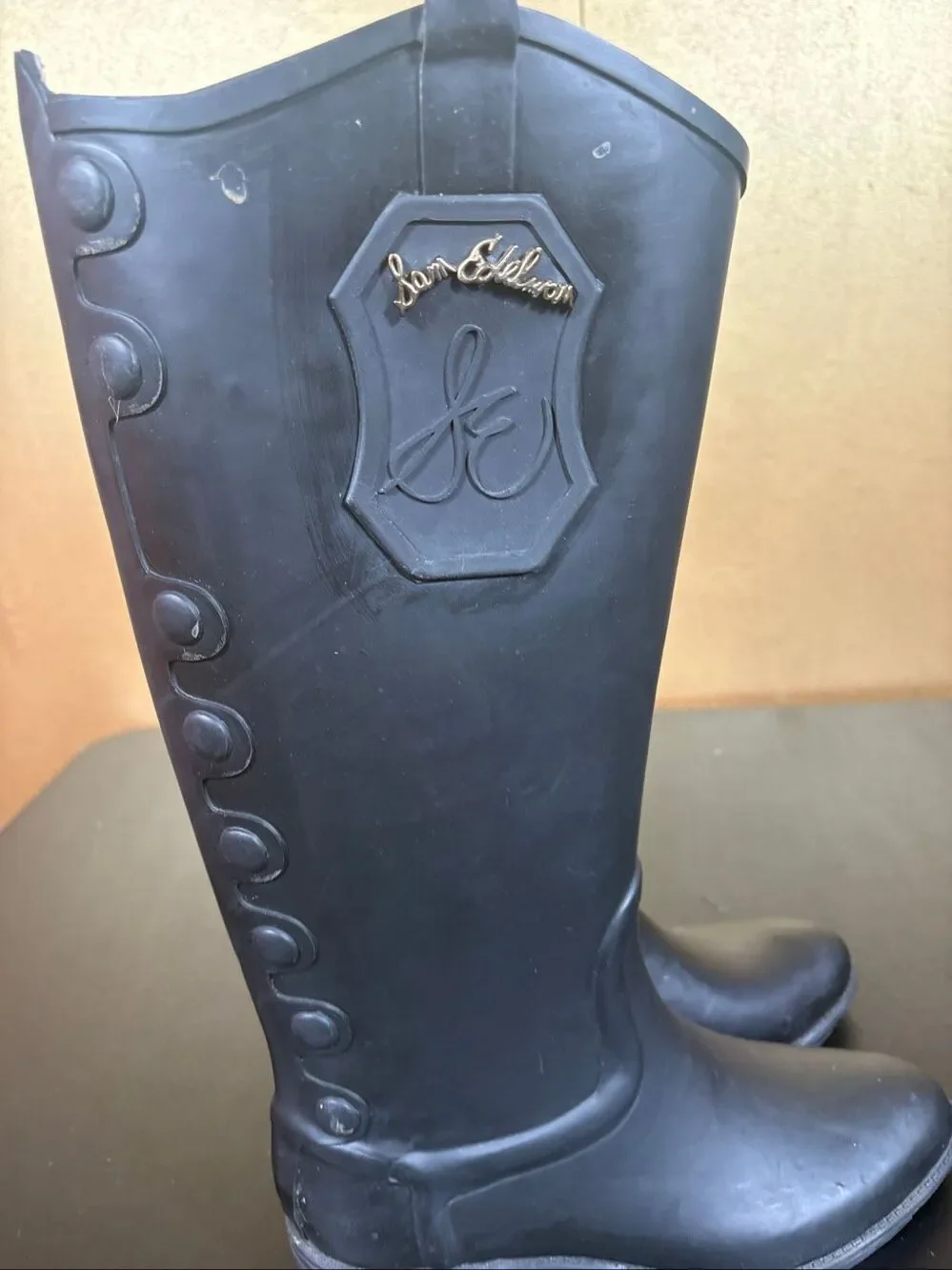 Sam Edelman Ximon Black Rubber Tall Rain Boots - Size 8